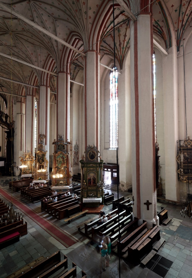 Interior of the body of the church, south-westward view.