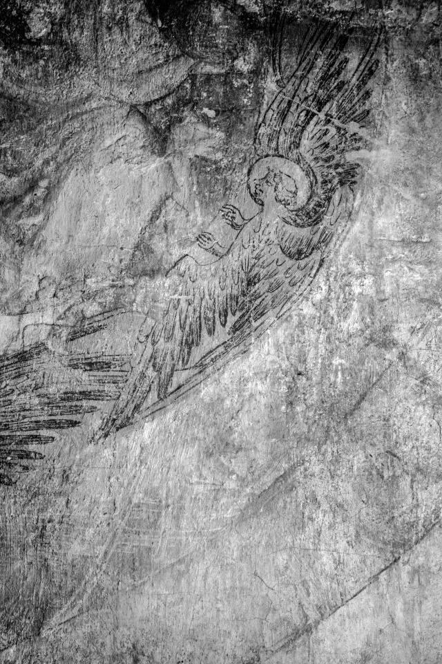 Koronacja Marii - dolna część mandroli, wizerunki aniołów w bliskiej podczerwieni